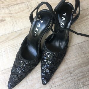 Sequinned Ankle Strap Heels